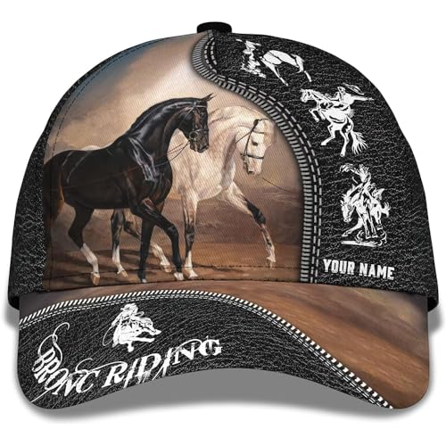 Capatmungsaktive Mütze Tier Pferd Pferde Reiter Personalisierte Spruch Mütze Gedruckt Bronc Reiten Schirmmütze Basecap Outdoor Trucker Baseballcap Sonnenschutz Baseball Cap von Generic