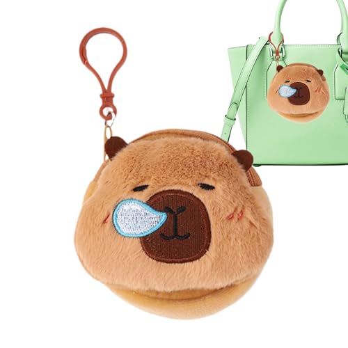 Capibara Schlüsselanhänger – Plüsch-Spielzeuganhänger, Kopfhörerbeutel, Mini-Münzgeldbörse | bezauberndes Capibara-Geldbörsen-Design, weiches Plüschtier für Mädchen und Damen, Entlastung der Nase von Generic