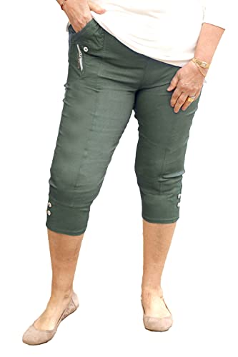 Caprice – Vera Tucci – Cropped-Caprihose für Damen, 3/4-Länge, elastischer Bund, army, 38 von Generic