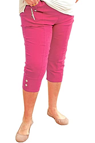 Caprice – Vera Tucci – Cropped-Caprihose für Damen, 3/4-Länge, elastischer Bund, fuchsia, 38-40 von Generic