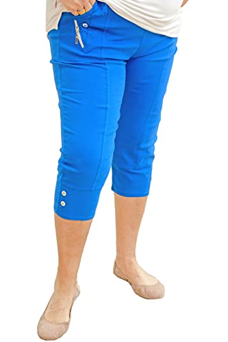 Caprice – Vera Tucci – Cropped-Caprihose für Damen, 3/4-Länge, elastischer Bund, königsblau, 46 von Generic