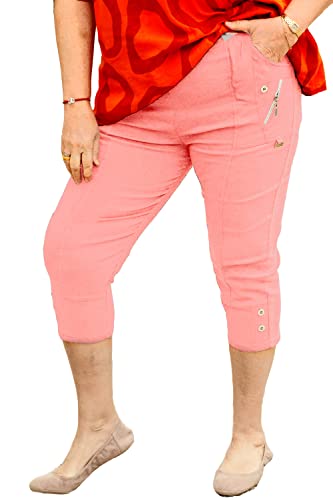 Caprice – Vera Tucci – Cropped-Caprihose für Damen, 3/4-Länge, elastischer Bund, rose pink, 40-42 von Generic