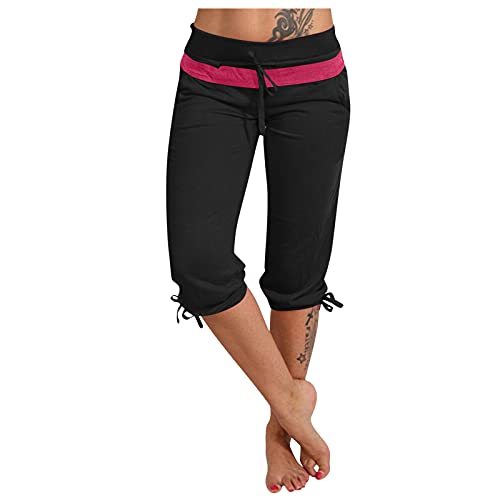 Caprihose Damen 3/4 Sommer Stretch Wanderhose Sommer 3/4 Sporthose Kurze Hose Fitness-Jogginghose Barmuda Shorts Sommerhose Knielang Freizeithose Große Größen Haremshose/Yogahose/Arbeitshose von Generic