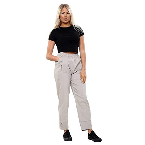 Caprihose für Damen, elastisch, hohe Taille, volle Länge, Größe 36-50, stone, 50 von Generic