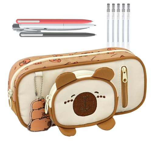 Capybara Bleistiftbeutel - Capybara Stifte Fall | 3D Niedlich Großer Kapazitätstiftenhalter | Fachbeutel Für Schreibwaren Make -up -Schreibtisch Homeräure -Klassenzimmer Büroarbeit Tägliche Mäd von Generic