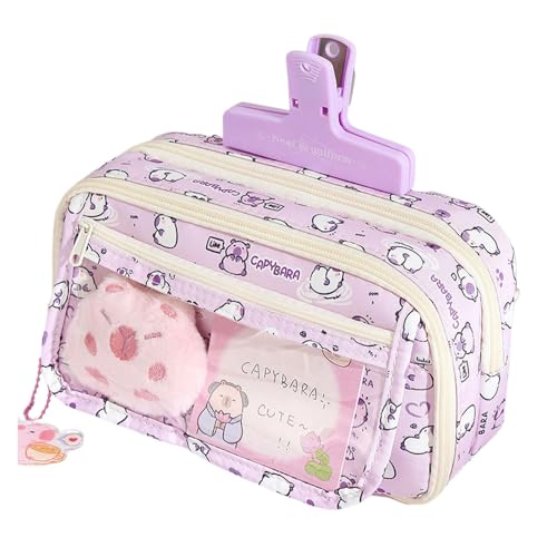 Capybara Federmäppchen, Capybara Federmäppchen | Kosmetiktasche mit großem Fassungsvermögen und Reißverschluss,Cartoon-Kosmetiktasche, Capybara-Schulbedarf mit Reißverschluss für Kinder, Jugendliche, von Generic