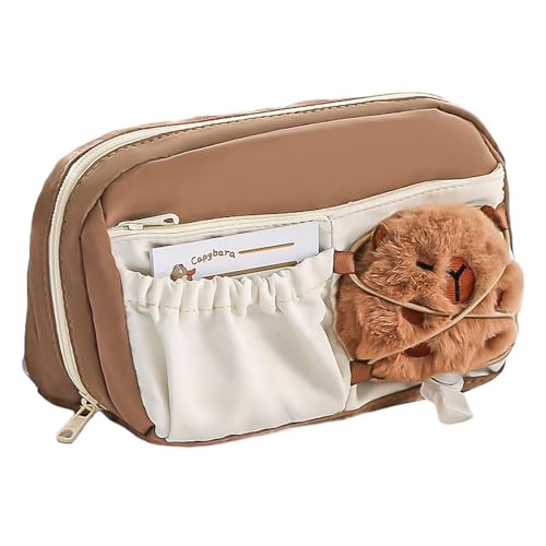 Capybara Federmäppchen, Capybara Stiftetui - Briefpapier-Stifttasche,Federmäppchen, niedliche Schreibwarenbox, Make-up-Tasche für Erwachsene, Mädchen, Schulbedarf, für bis zu 100 Stifte von Generic