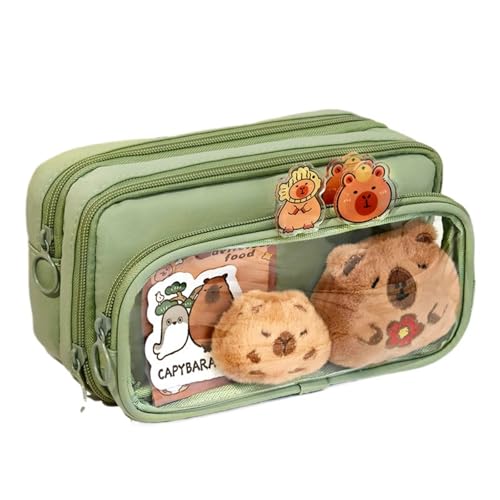 Capybara Federmäppchen, große Kapazität mit Fächern abnehmbar Klar Bleistift Tasche, Haftnotizen, Aufkleber, Clips, Anhänger als Geschenke,Grün Capybara Federmäppchen, große Kapazität mit Fächern abnehmbar Klar Bleistift Tasche, Haftnotizen, Aufkleber, Clips, Anhänger als Geschenke,Grün von Generic