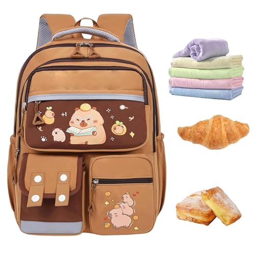 Capybara Kinder-Rucksack, niedlicher Capybara-Kinderrucksack, komfortables Design, Schreibwaren-Organizer, großes Fassungsvermögen für Bleistifte, Lineale, C, Consulte la descripción von Generic