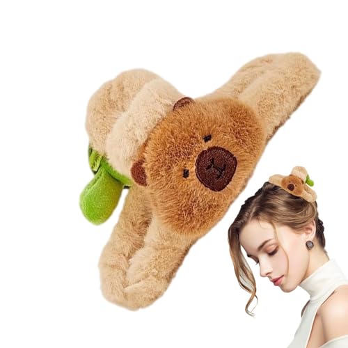 Capybara Plüsch-Haarklammern, dekorative Haarnadeln für Damen, Plüsch-Haarkralle | Weiche und flauschige Tierhaarklammern, niedliches Haarzubehör von Generic