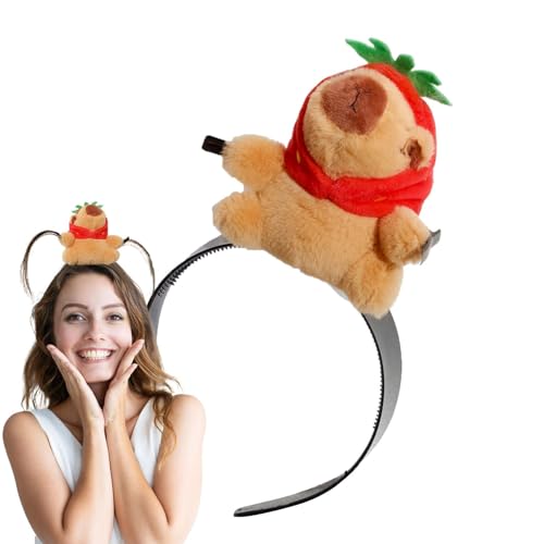 Capybara Stirnband niedlich lustig Tier Plüsch Stirnband Capybara Stirnband Anti-Rutsch Capybara Gesichtswäsche Tierhaarband Uni Tier Plüsch Tier Stirnband Capy von Generic