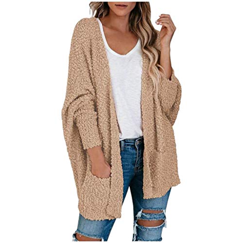 Cardigan Frauen Front Mäntel Ärmel überdimensionierter Pulli Popcorn offene Taschen Lange Jacken für Frauen von Generic