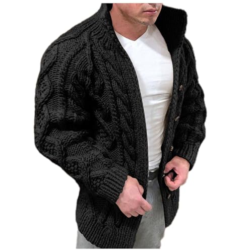 Cardigan Herren, Strickjacke Herren mit Knöpfe Slim Fit Winterjacke Winter Pullover Basic Strickpullover Stehkragen Herbstjacke Langarmshirt Elegant für Mildes Herbstwetter von Generic