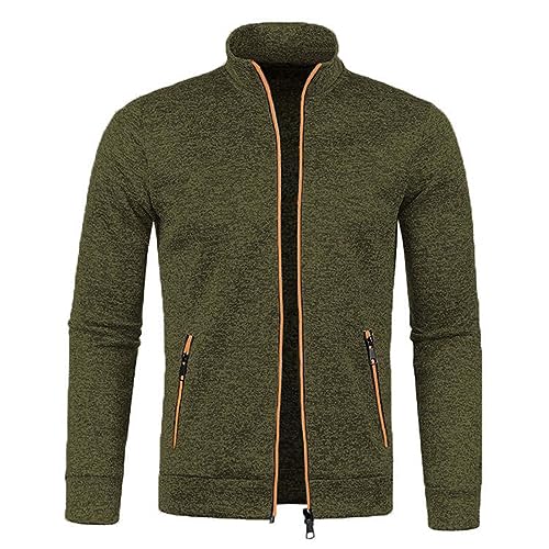Cardigan Herren Strickjacke Leichte Sweatjacke Winter Reißverschluss Stehkragen Jacke Langarm Sweatshirt mit Tasche Große Größe Outerwear für Männer Einfarbig Übergangsjacke Herrenjacke Freizeitjacke von Generic