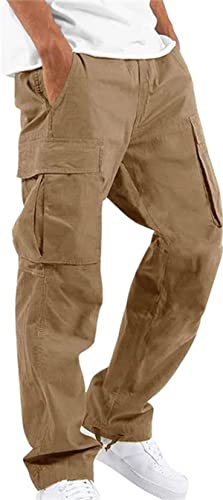 Cargo Hose Herren Lange Regular Fit Freizeithose Baumwolle Einfarbig Arbeitshose Loose Casual Cargohose mit Taschen Freizeithose Vintage Sporthose Trekkinghose für Männer Streetwear von Generic