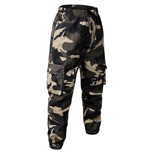 Cargo Hose Herren Sommer mit Gummizug, Tarnhose Herren Camouflage,Cargohosen Outdoor Cargohose Stretch Modern Regular Fit Jogginghose Bequem Freizeithose Leichte Sporthose Baggy Herrenhose von Generic