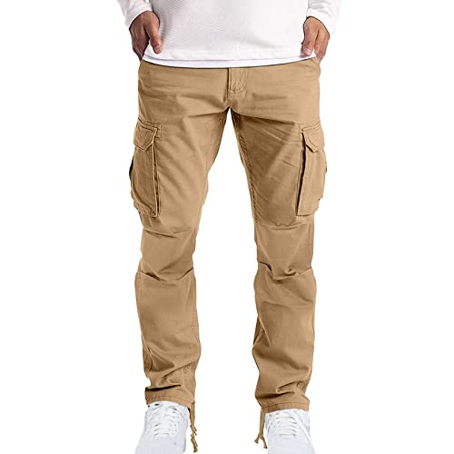 Cargo Hosen Männer Lang Arbeitshosen Regular Fit Freizeithose Baumwolle Einfarbig Cargohose Casual Baggy Jeans mit Taschen Wanderhose Vintage Sommer Sporthose Trekkinghose Outdoor Hose von Generic