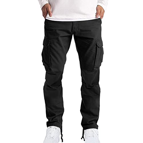 Cargo Hosen Männer Lang Arbeitshosen Regular Fit Freizeithose Baumwolle Einfarbig Cargohose Casual Baggy Jeans mit Taschen Wanderhose Vintage Sommer Sporthose Trekkinghose Outdoor Hose von Generic