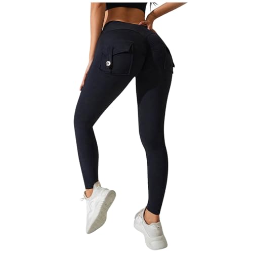 Cargo Leggings Damen High Waist Booty Scrunch Leggings mit Taschen Gym Sportleggings Seamless Yogahose Po Push Up Sporthose Blickdichte Wunderhose für Training, Yoga & Alltag von Generic