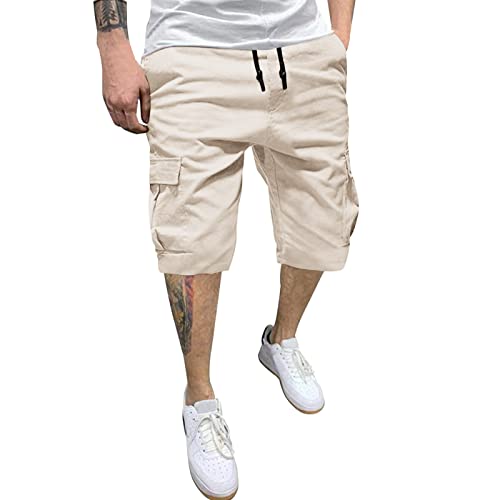 Cargo Shorts Herren Baumwolle Chino Shorts Herren Stretch Kurze Hosen Sommer Bermuda Short Freizeithose mit Taschen Sommerhose Kordelzug Herrenshorts Carghose von Generic