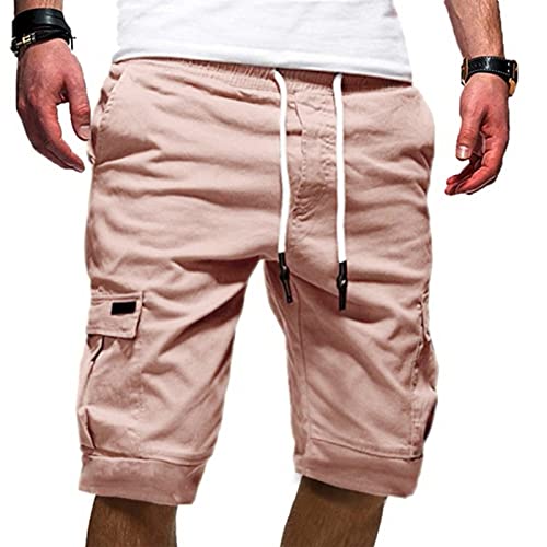 Cargo Shorts Herren Baumwolle Chino Shorts Herren Stretch Kurze Hosen Sommer Bermuda Short Freizeithose mit Taschen Sommerhose Kordelzug Herrenshorts Carghose von Generic