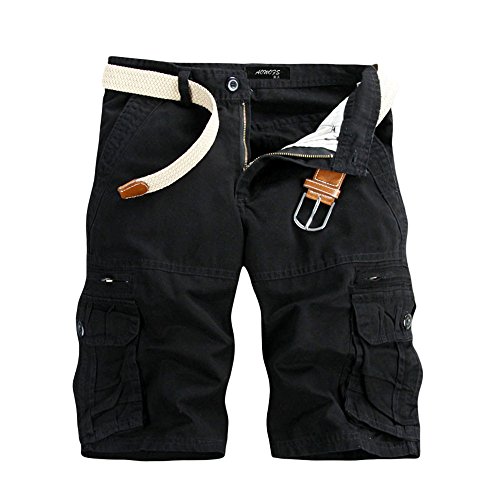 Cargo Shorts Herren mit Gürtel Regular Fit Vintage Stoff Chino Shorts mit 6 Taschen Reißverschluss Kurze Hosen Stretch Leicht Bermuda Shorts Sport Shorts für Wanderer Camping Laufend von Generic