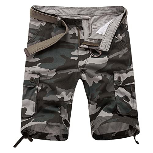 Cargo Shorts für Herren Baumwolle Chino Shorts Herren Stretch Kurze Hosen Sommer Bermuda Short Freizeithose mit Taschen Sommerhose Kordelzug Herrenshorts Große Größen von Generic