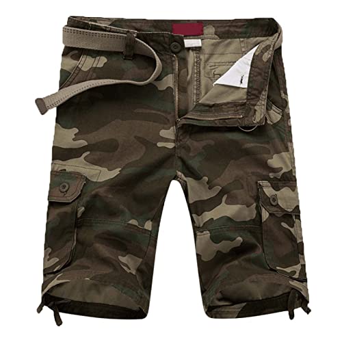 Cargo Shorts für Herren Baumwolle Chino Shorts Herren Stretch Kurze Hosen Sommer Bermuda Short Freizeithose mit Taschen Sommerhose Kordelzug Herrenshorts Große Größen von Generic