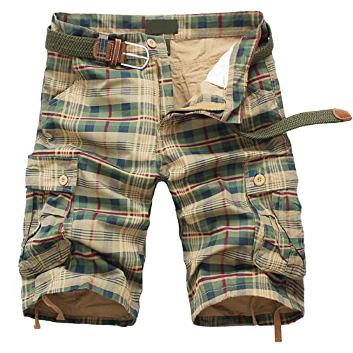 Cargo Shorts für Herren Baumwolle Chino Shorts Herren Stretch Kurze Hosen Sommer Bermuda Short Freizeithose mit Taschen Sommerhose Kordelzug Herrenshorts Große Größen von Generic