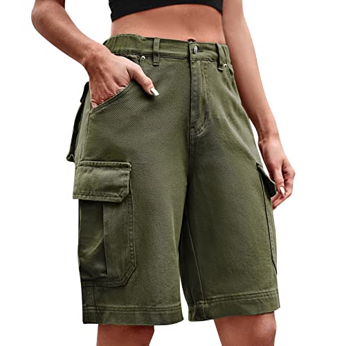 Cargohose Damen, Cargohose Damen Kurz High Waist Cargo Shorts Baggy Gerade Jeanshosen Multi Taschen Kurze Hose Straight Leg Freizeithose Frauen Sommer Oversize Streetwear Kampfhose von Generic