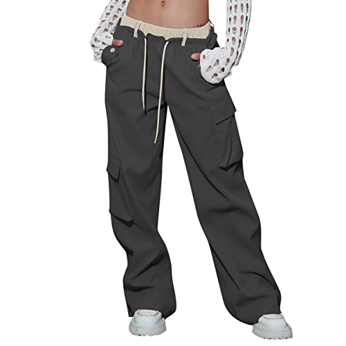 Cargohose Damen, Cargohose Damen Y2K Low Waist Cargo Hose Kordelzug Multiple Taschen Baggy Gerade Breites Bein Streetwear Boyfriend Pants Overszie Freizeithosen Jogginghose Sweatpants Cargohose Damen, Cargohose Damen Y2K Low Waist Cargo Hose Kordelzug Multiple Taschen Baggy Gerade Breites Bein Streetwear Boyfriend Pants Overszie Freizeithosen Jogginghose Sweatpants von Generic