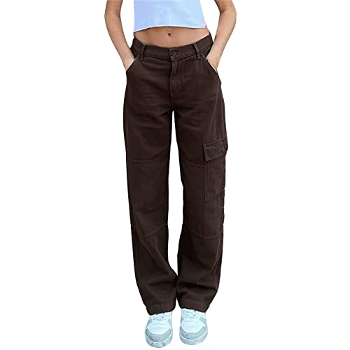 Cargohose Damen,Baggy Jogginghose Schwarz Y2K Multi Taschen High Waist Stretch Wanderhose Sport Jogginghose von Generic