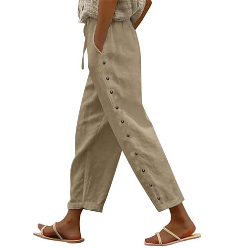 Cargohose Damen,Leinenhose Damen 7/8,Sommerhose Damen Casual Leichte Stoffhose Bequeme Freizeithose Taschen Strandhose Elegant Sommer High Waist Hosen Sommer Hosen Straight,Beige,M Cargohose Damen,Leinenhose Damen 7/8,Sommerhose Damen Casual Leichte Stoffhose Bequeme Freizeithose Taschen Strandhose Elegant Sommer High Waist Hosen Sommer Hosen Straight,Beige,M von Generic