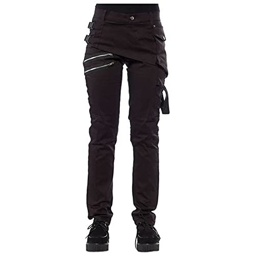 Cargohose Damen Baggy High Waist Jogginghose Gothic Hose Damen Mit Schnallen Freizeithosen Hip Hop Harajuku E-Girl Streetwear Y2k Steampunk-Punk Hosen Mit Kette Teenager MäDchen Boyfriend Pants von Generic