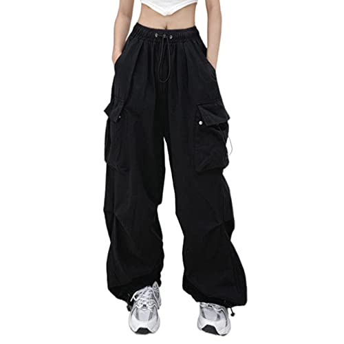 Cargohose Damen High Waist Hip Hop Freizeithose Teenager Mädchen Streetwear Cargo Hosen mit Taschen Damen-Hosen von Generic