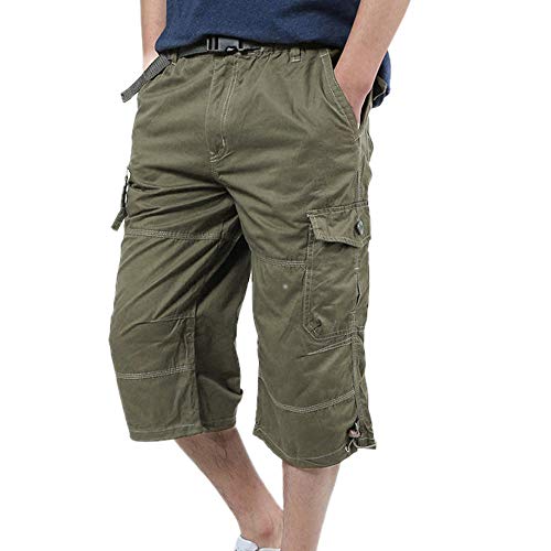 Cargohose Herren 3/4 Länge Baumwolle mit Reißverschluss Sport Hosen Herren Kurz Sommer Herren Jogginghose Herrenhose Bunte Retro Kurze Stretch Hose Basic Vintage von Generic