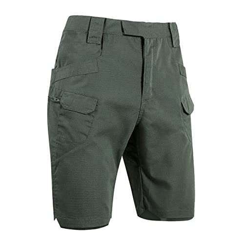 Cargohose Herren Arbeitshose Herren Kurz Leichte Cargo Shorts Schnelltrocknend Outdoor Wanderhose Atmungsaktiv Sommer Kurz Hose mit Taschen Leinenhose Baggy Jogginghose Herren Grün XL von Generic