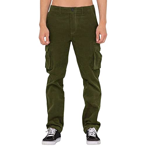 Cargohose Herren Baggy, Cargo Cordhose Herren Straight,Jogginghose Herren Streetwear Lang Lässig Schnüren Outdoorhose Einfarbig mit Taschen Freizeithose Stretch Motion Sporthose Regular Pants von Generic