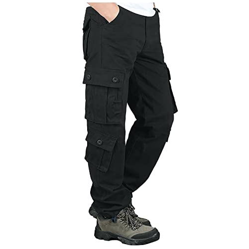 Cargohose Herren Jogginghose Cargo Cargohose Sommer Stoffhose Zip Off Hosen Breite Anzughose Fahrradhose Combat Joginghossemänner Cordhose Funktionshose Hose L-Schwarz 5XL 5091 von Generic