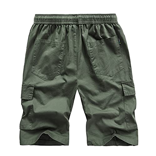 Cargohose Herren Kurze Hosen Freizeithose Arbeitshose Trainingshose Outdoorhose Elastisch Kordelzug Jogginghose Stoffhose Fashion Streetwear Arbeitshose Herren Fahrradhose Herren Grün 7XL von Generic