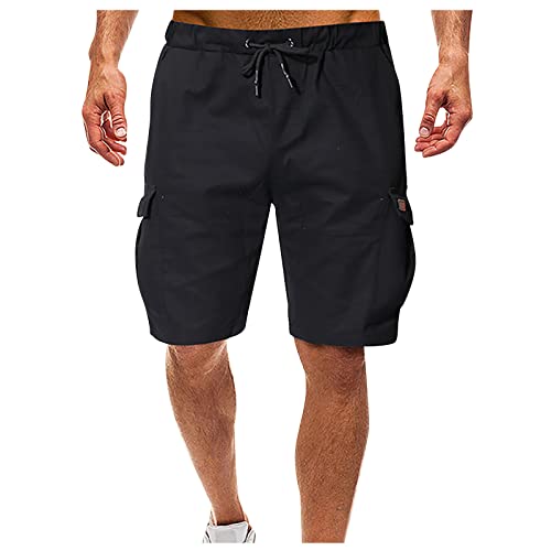 Cargohose Herren Leichte mit Taschen Schnelltrocknend Wanderhose Kurz Shorts Laufhose Sporthose Outdoor Trekking Wandern Sommer Männer Stretch Kurze Hose Cargohose Herren Baggy Schwarz XXL von Generic