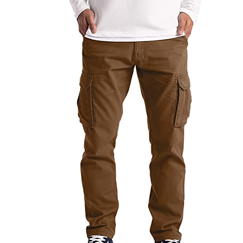 Cargohose Herren Regular Fit Freizeithose Baumwolle Lange Einfarbig Arbeitshose Loose Casual Cargo Hose mit Taschen Freizeithose Vintage Sporthose Trekkinghose für Männer Streetwear von Generic