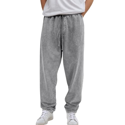 Cargohose Herren Sommer Straight Leg Hose Freizeithose Outdoor Hosen Relaxed-Fit Aestethic Stoffhose Sweatpants Mit Tunnelzug Und Taschen Loose Fit Jogginghose Herren Sommer Haremshose von Generic