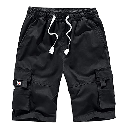 Cargohose Herren Stretch 2023 Kurze Hosen Herren Freizeithose Graue Jogginghose Herren Trainingshose Herren Schwarz 5XL von Generic