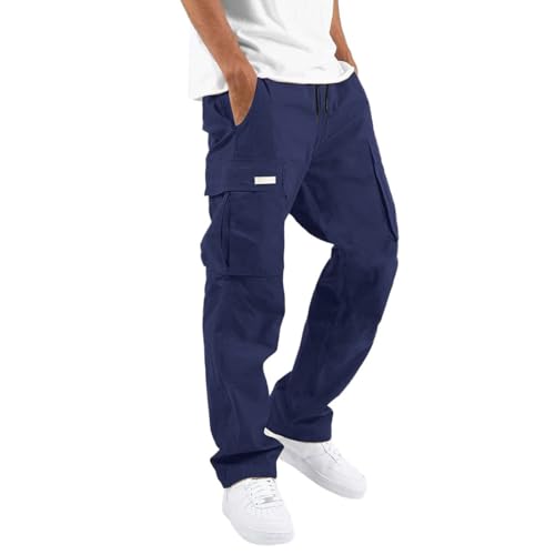 Cargohose Herren Stretch Große Größen Casual Regular Fit Sweatpants Einfarbig Sweathose Jogginghose Elastische Taille Weite Beine Jogger Sporthose Arbeitshosen Freizeithosen Outdoorhose Streetwear von Generic