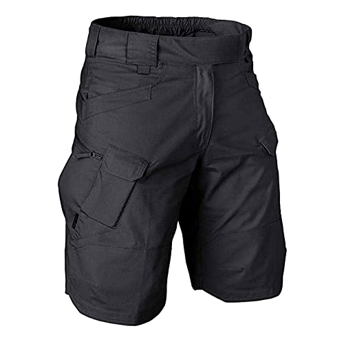 Cargohose Herren Trainingshose Herren 3/4 Outdoor Hose Schnelltrocknend Viele Taschen Wanderhose Stretch Hose Radhose Leicht Atmungsaktiv Sommer Shorts Graue Jogginghose Herren Schwarz S von Generic