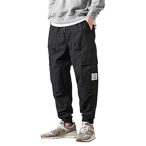 Cargohose für Herren, Jogginghose, Arbeit, Sport, Kampfhose, Outdoor, taktische Arbeitshose, mit Taschen, lässig, Arbeit, Jogginghose, Schwarz , L von Generic