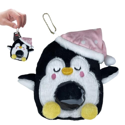 Cartoon Kartenhalter - Plüsch Postkartenhalter Pinguin Postkartenhalter Weich Schlafhut Pinguin Puppe Buskarten Organizer für Buskarte Führerschein Foto von Generic