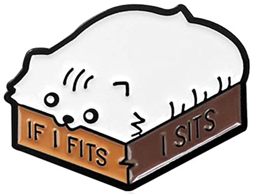 Cartoon Katze Emaille englischer Buchstabe If I Fits I Sits Brosche Pin Collar Badge Decor für Kleidung Taschen Rucksäcke Jacken Hut DIY Professionell und attraktiv von Generic