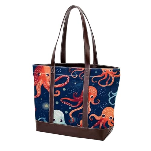 Cartoon Octopus-1706 modische gewaschene strapazierfähige Leder-Geldbörse für Damen, mit Tragegriff oben, mit Taschen, Reißverschluss von Generic